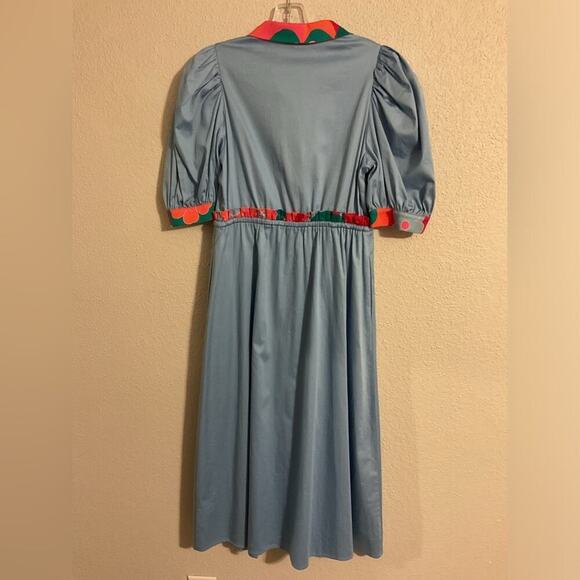 NWT Alden Adair Taylor Dress Roller Skate Puff Sleeve Midi Dress Blue Size Small - Picture 7 of 14